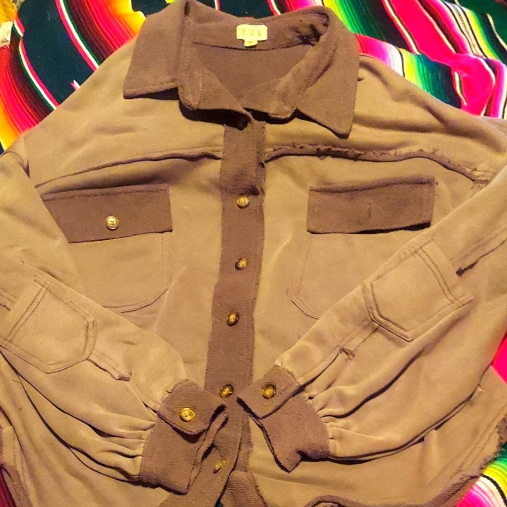 Giving Swedish Military Surplus. Cardigan Polo Sweater/ Chore Jacket By Pol.